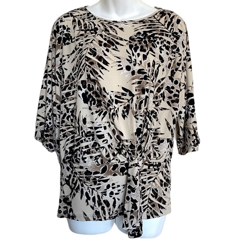 CLARA SUNWOO Black and Cream Leaf Print Blouse